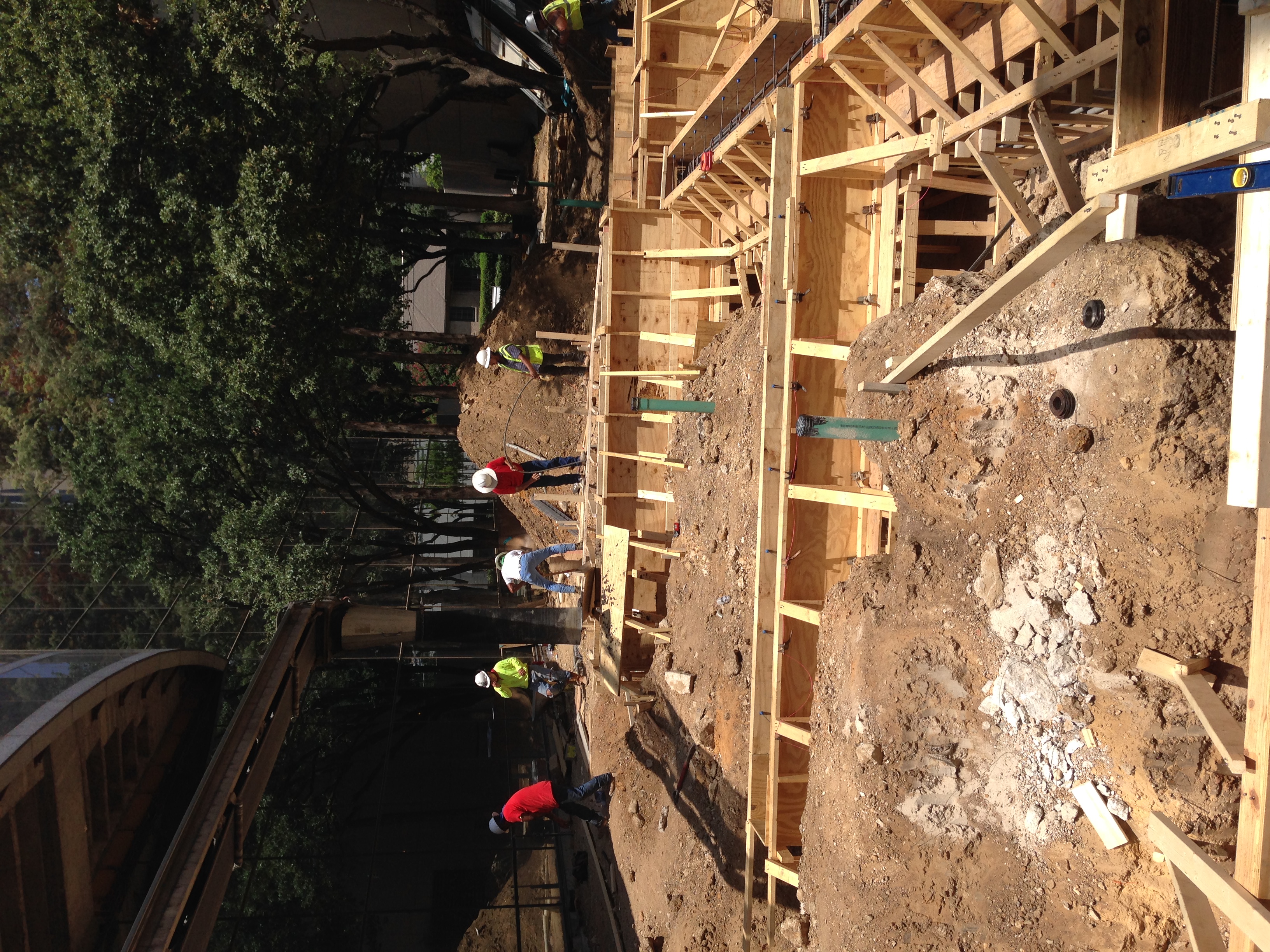 Drilled pier foundation work on commercial site