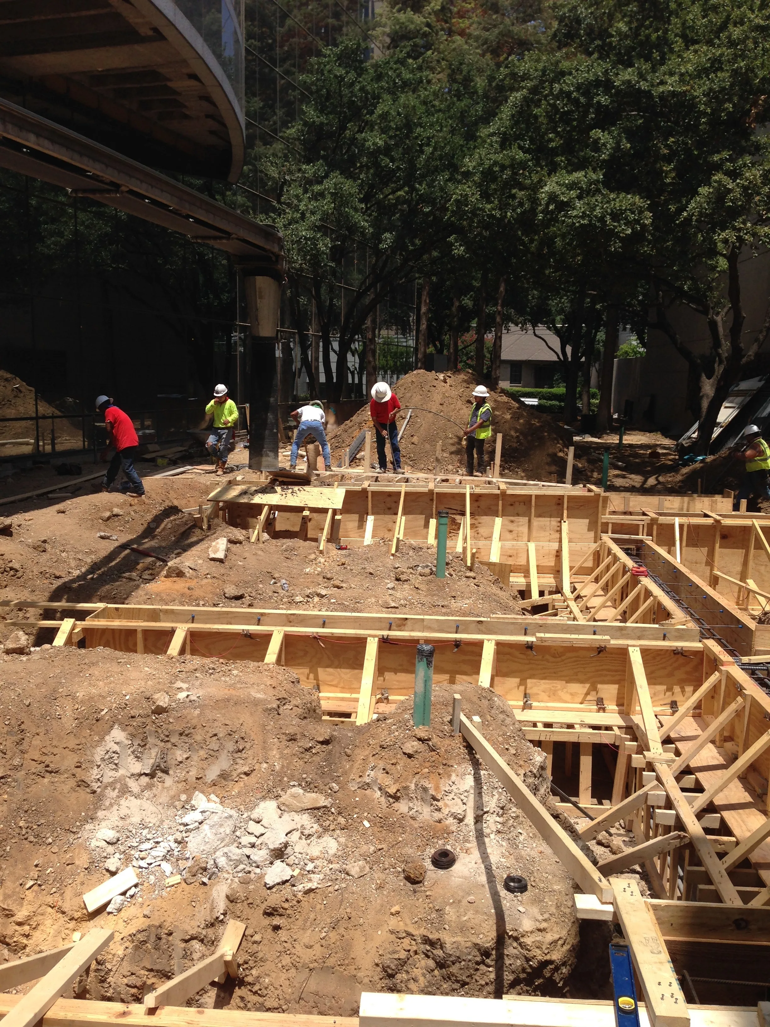 Drilled pier foundation work on commercial site
