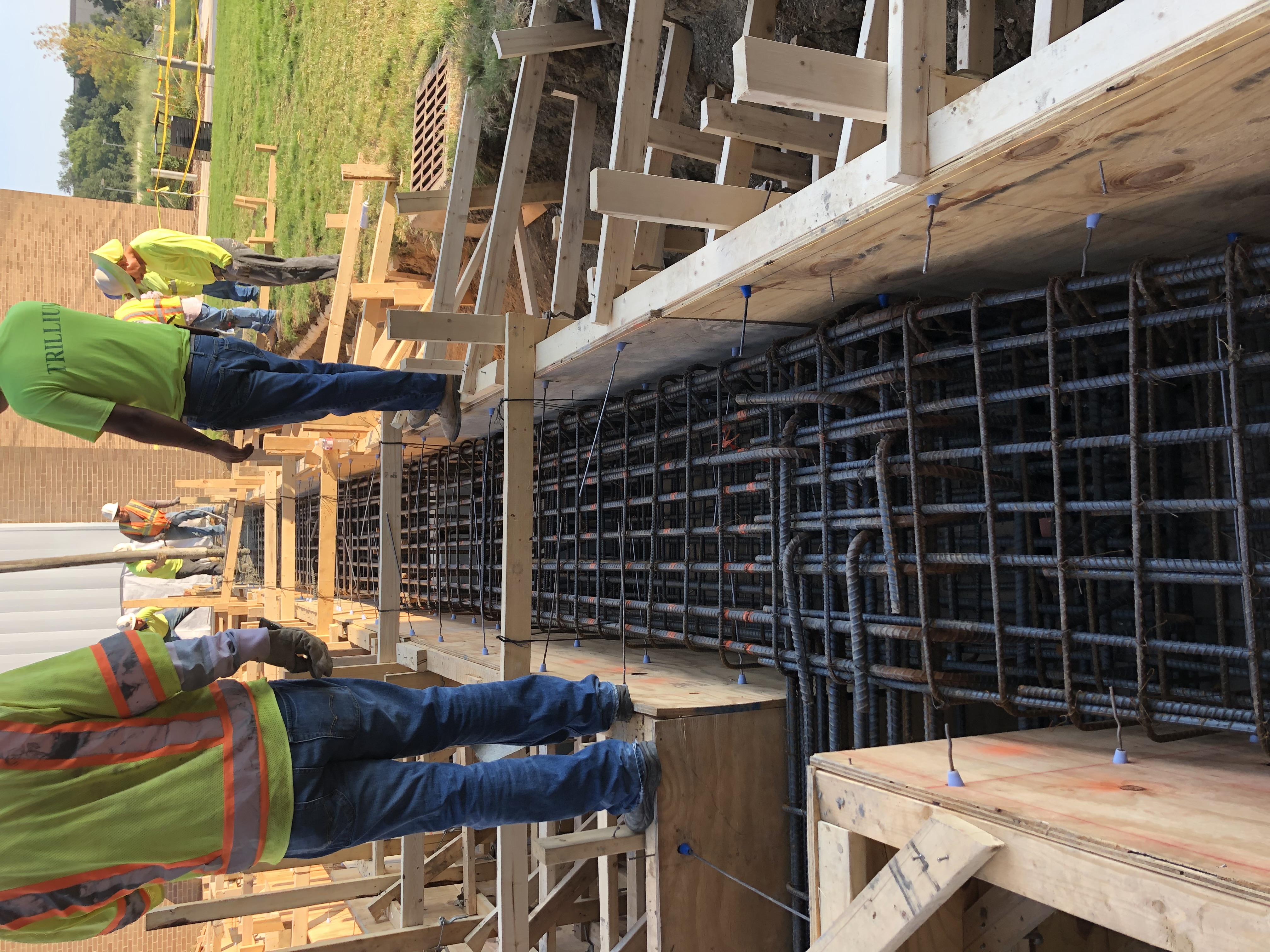 Rebar cages ready for drilled pier placement