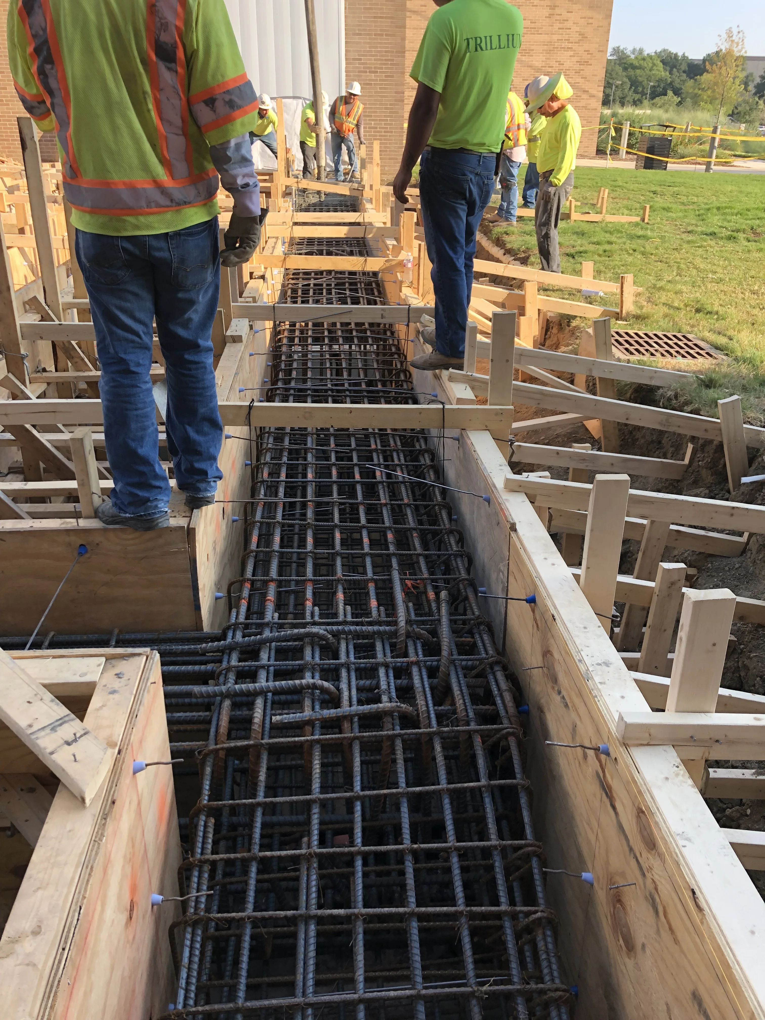 Rebar cages ready for drilled pier placement